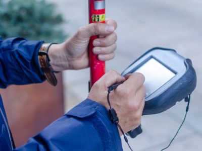 hands of a surveyor using differential GPS